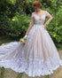 Unique Lace Wedding Dresses Sheer Long Sleeve 2019 Shiny Tulle Country Wedding Gowns